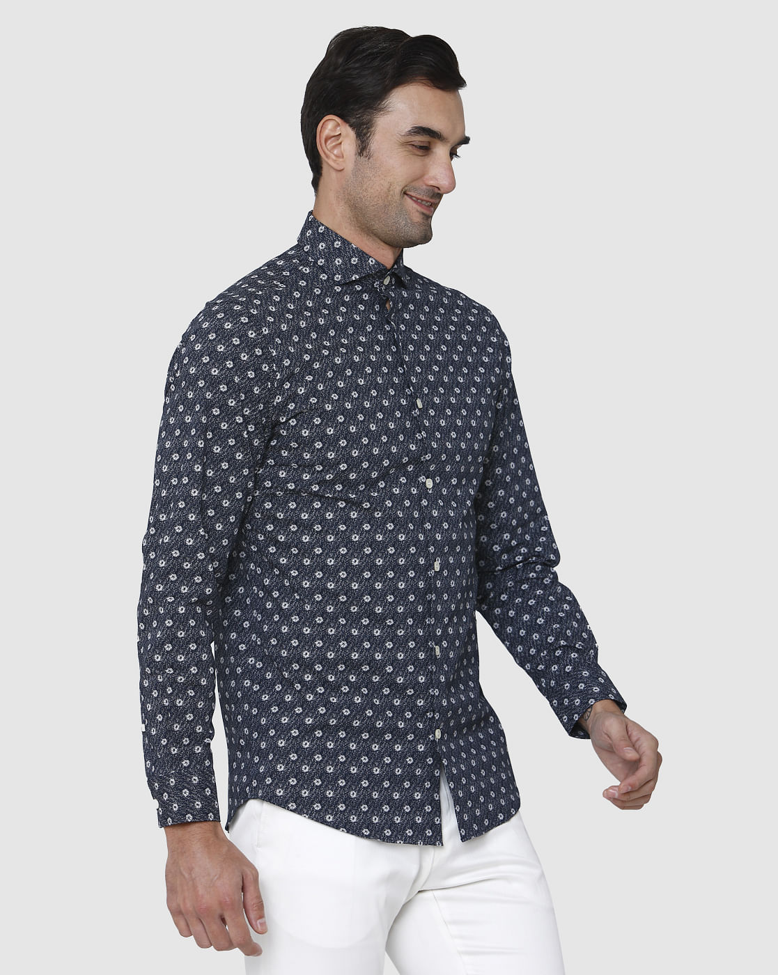 Black Printed Full Sleeves Shirt