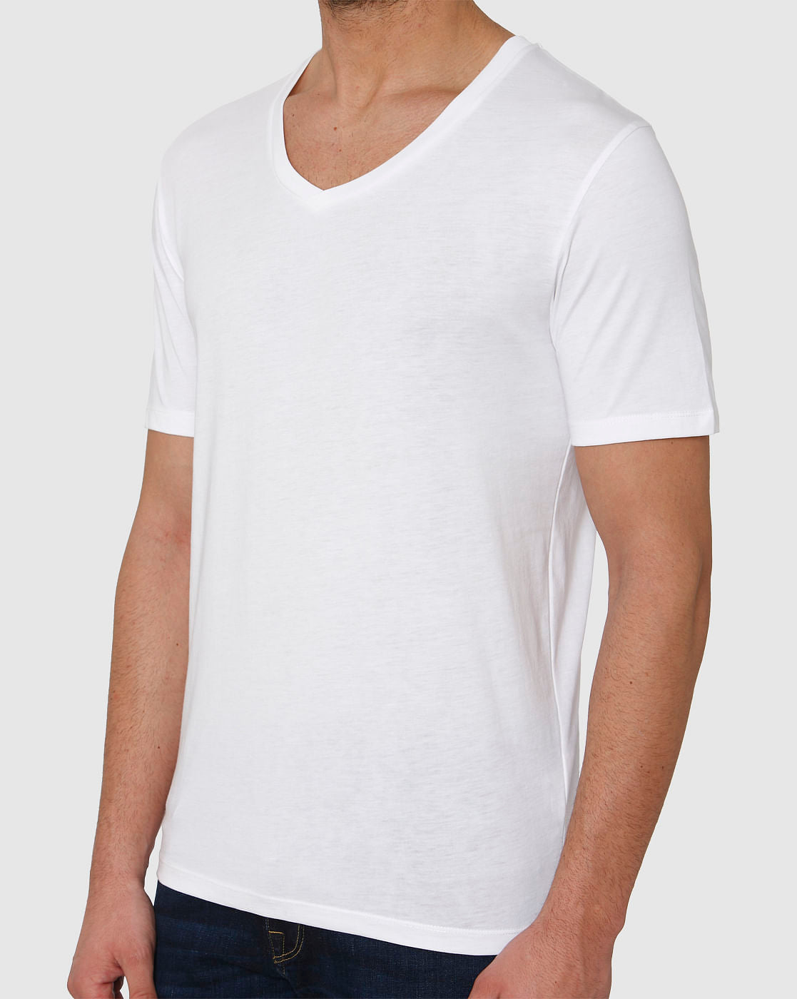 White Slim Fit V Neck T-Shirt