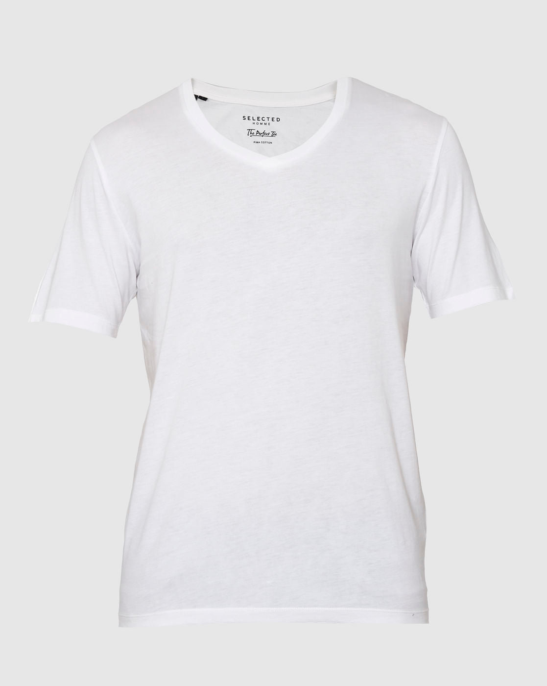 White Slim Fit V Neck T-Shirt
