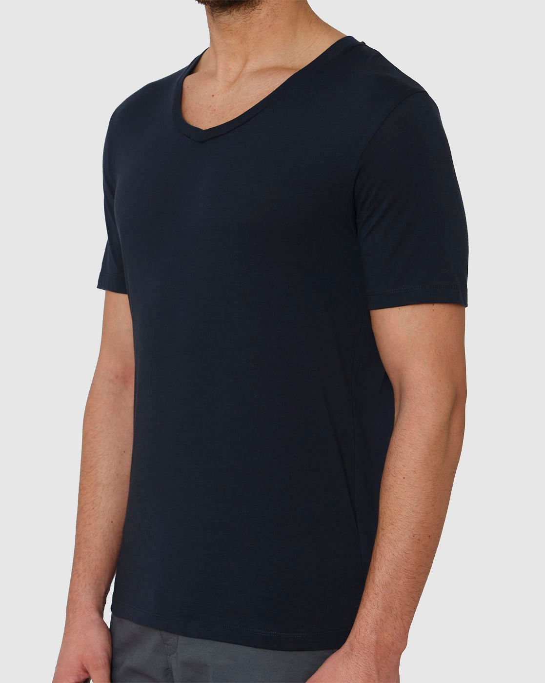Dark Blue Slim Fit V Neck T-Shirt