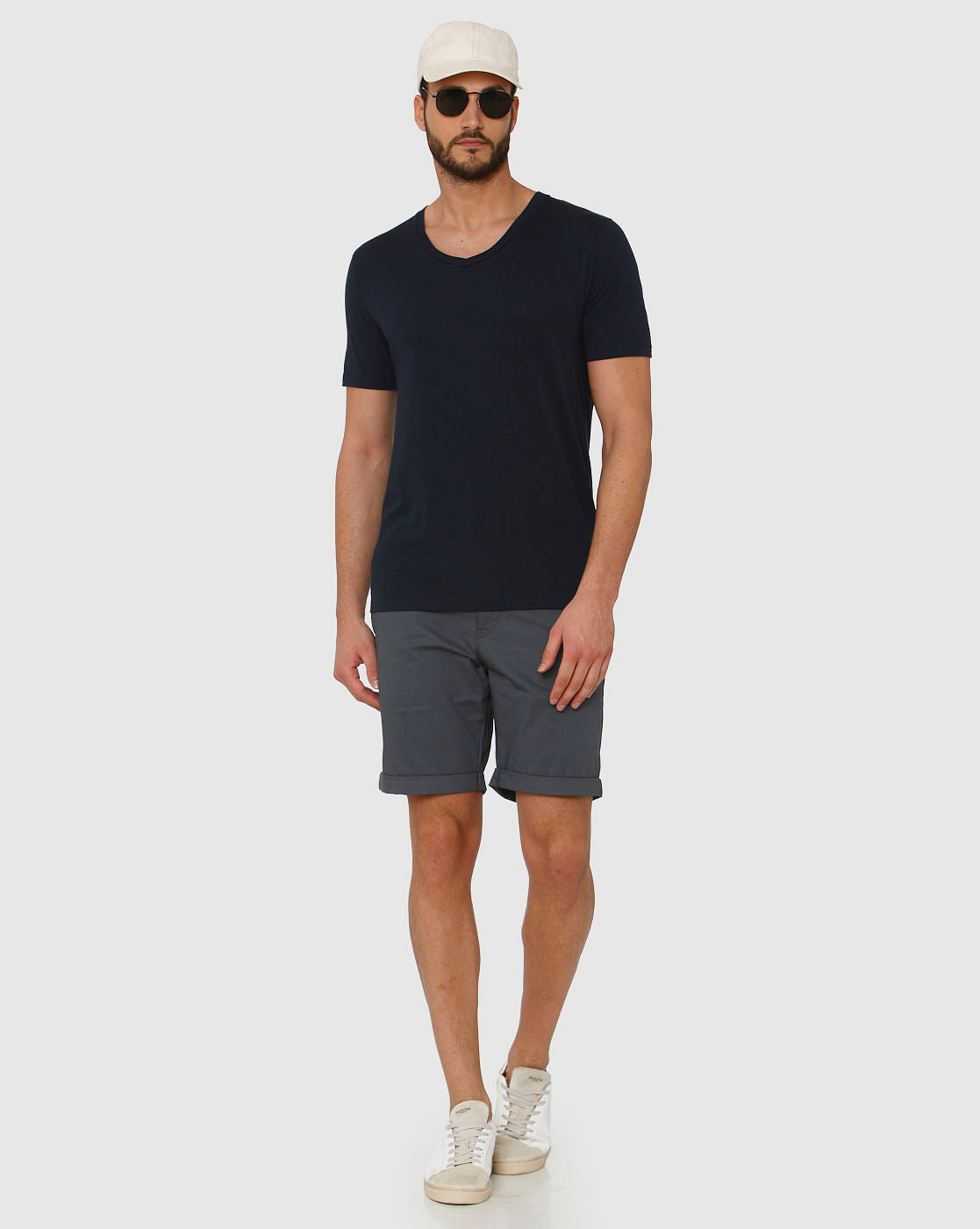 Dark Blue Slim Fit V Neck T-Shirt