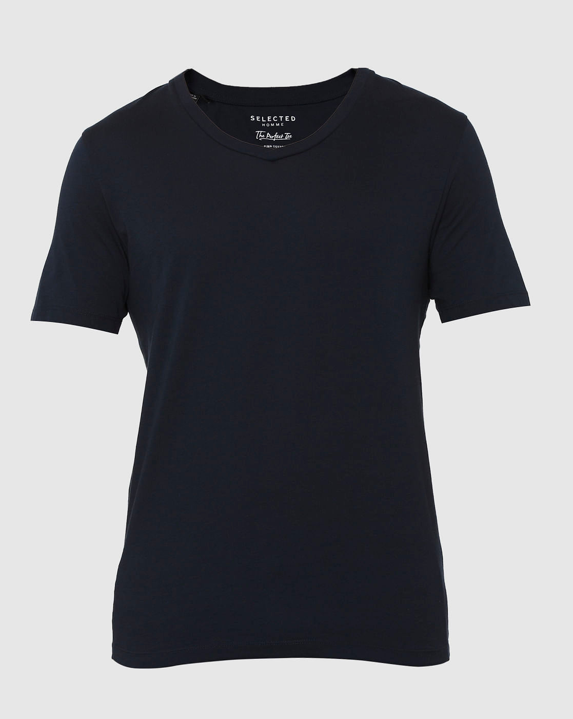 Dark Blue Slim Fit V Neck T-Shirt