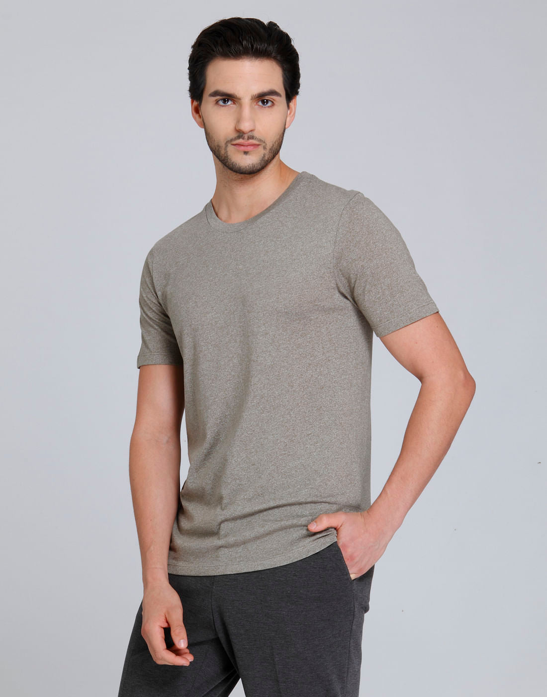 Brown Striped Crew Neck T-Shirt
