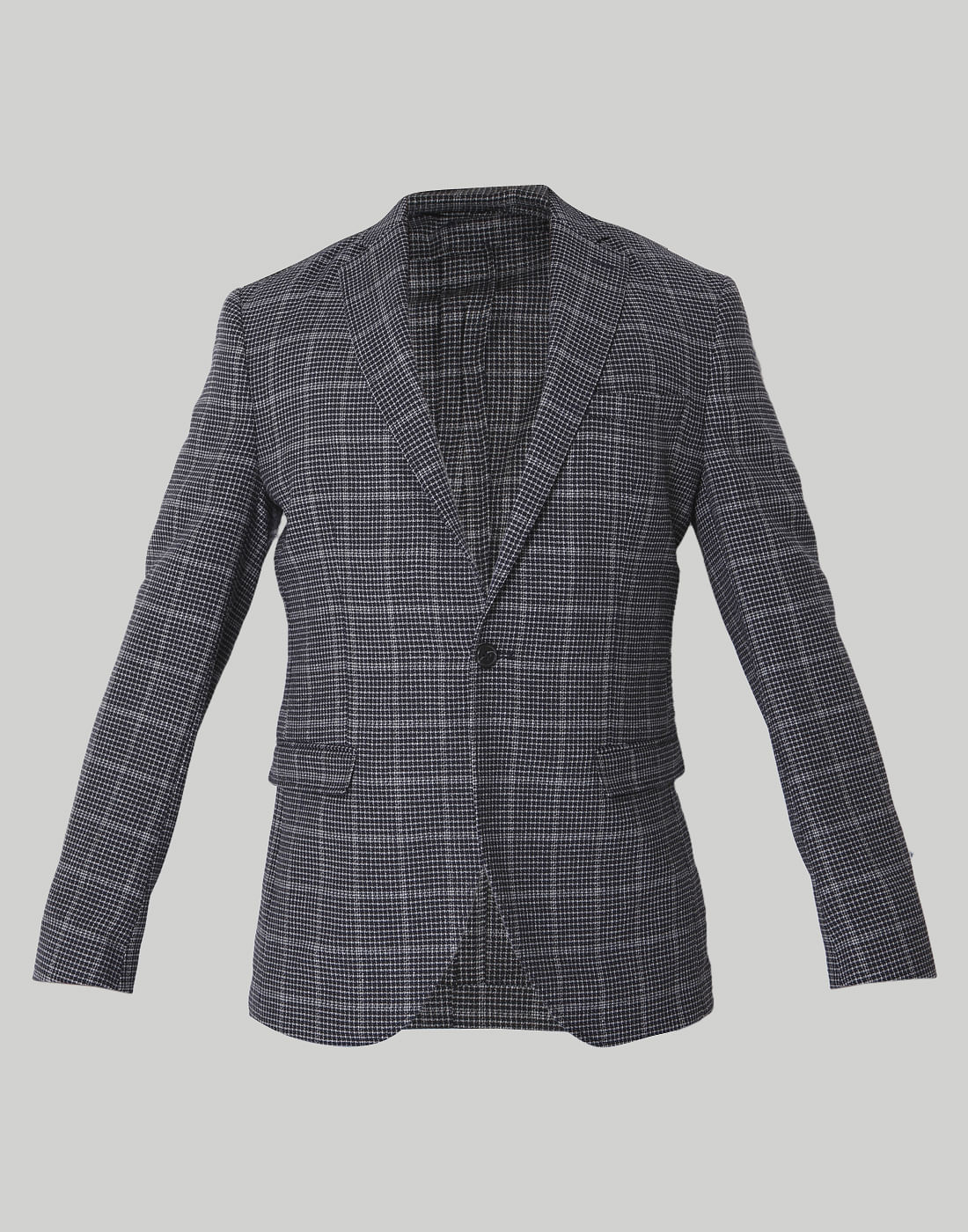 Navy Blue Check Formal Blazer
