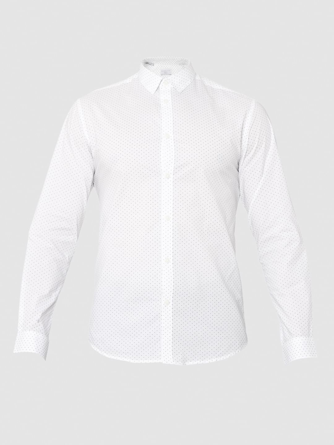 White Printed Formal Full Sleeves Shirt