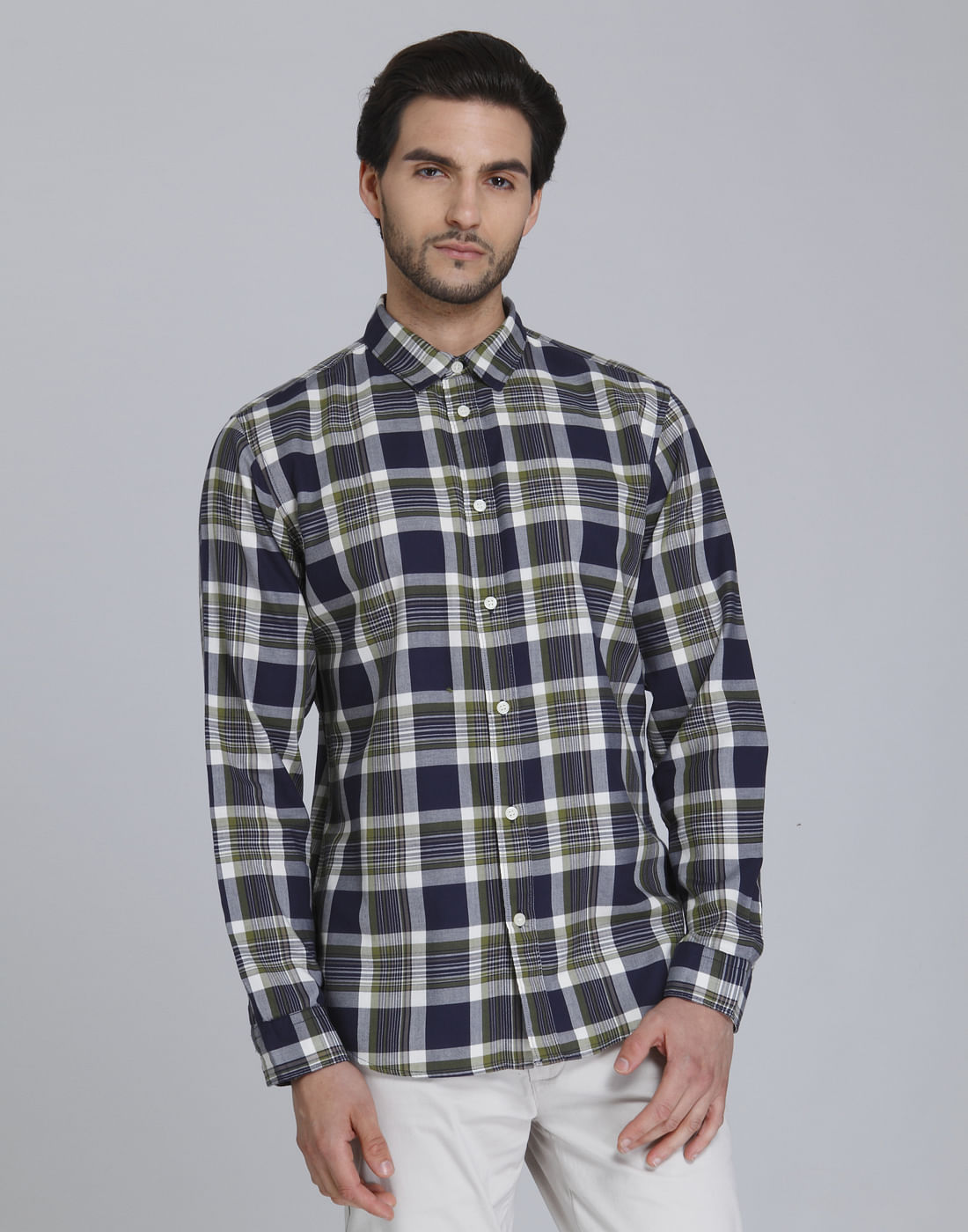 Green Check Full Sleeves Shirt