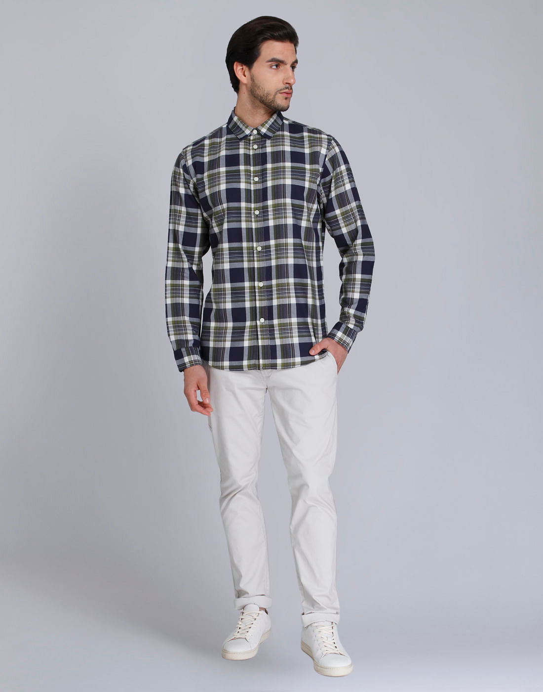 Green Check Full Sleeves Shirt