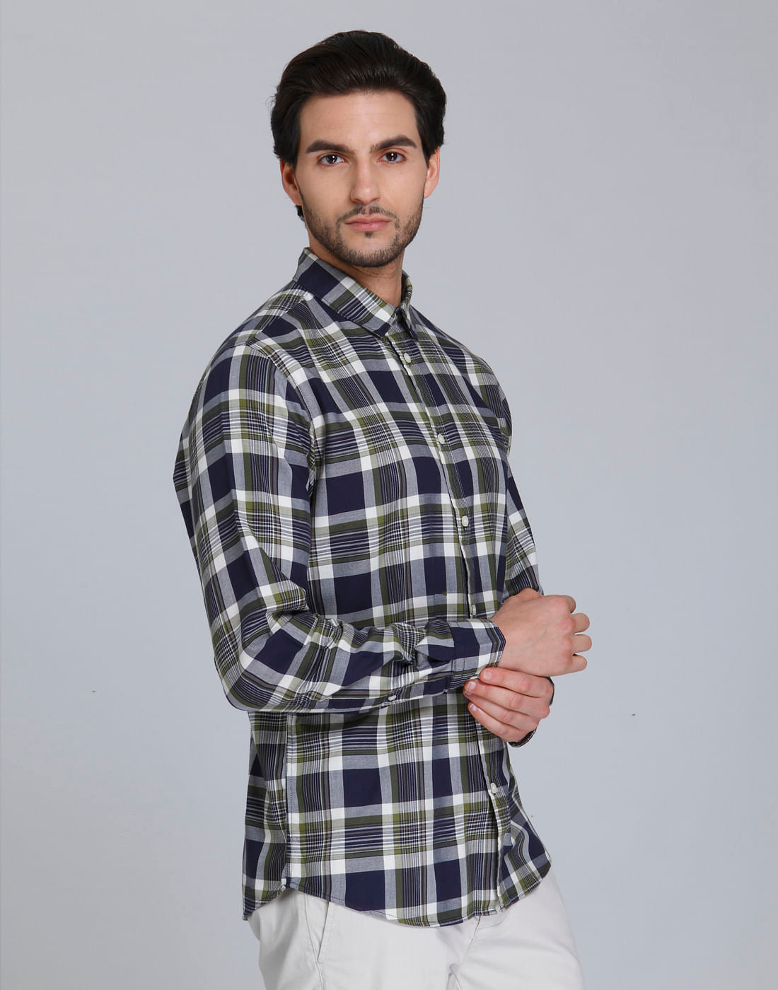 Green Check Full Sleeves Shirt