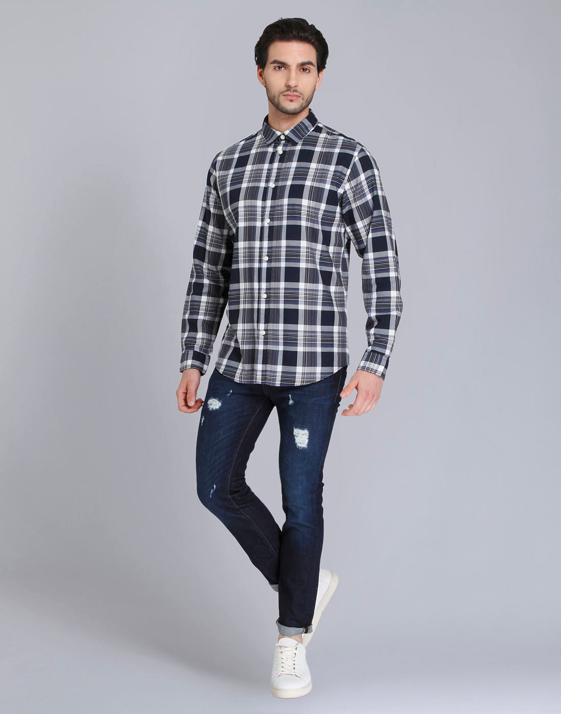 Blue Check Full Sleeves Shirt
