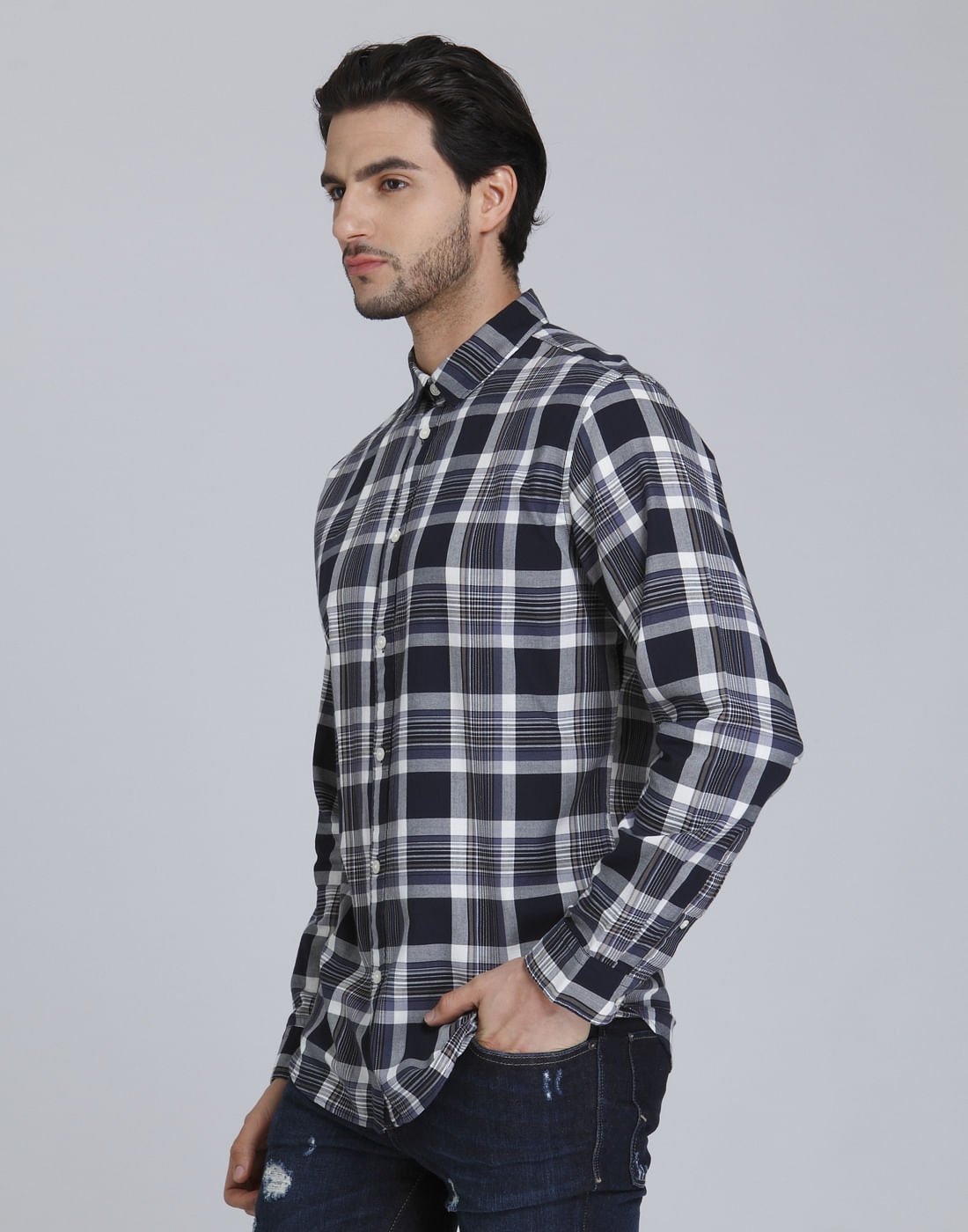 Blue Check Full Sleeves Shirt