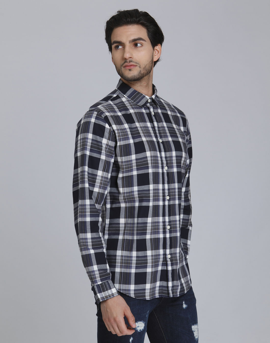 Blue Check Full Sleeves Shirt