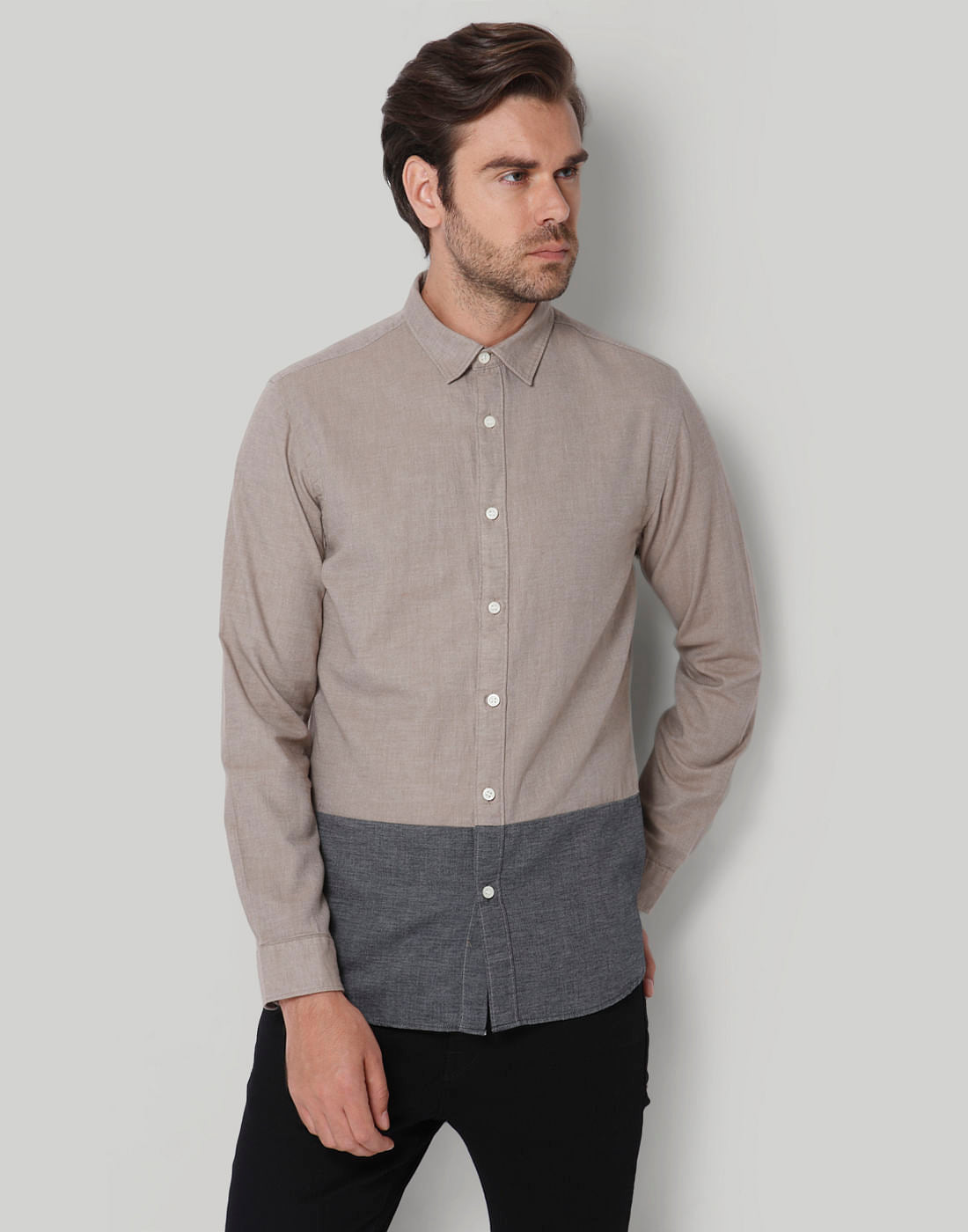 Grey Check Full Sleeves Shirt