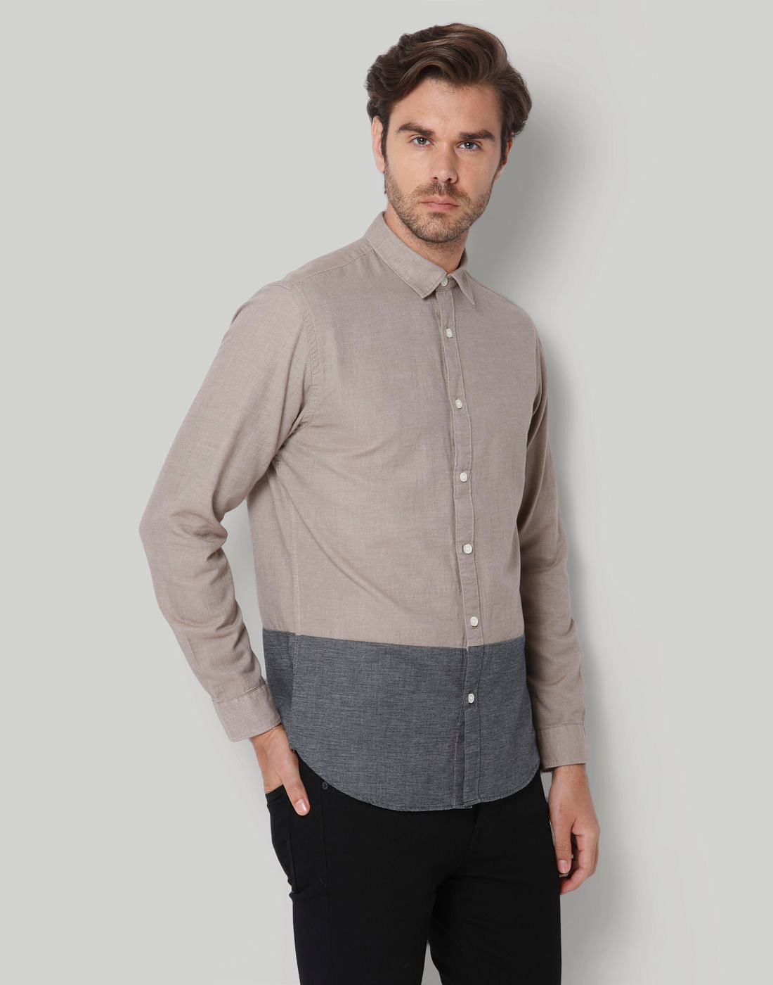 Grey Check Full Sleeves Shirt