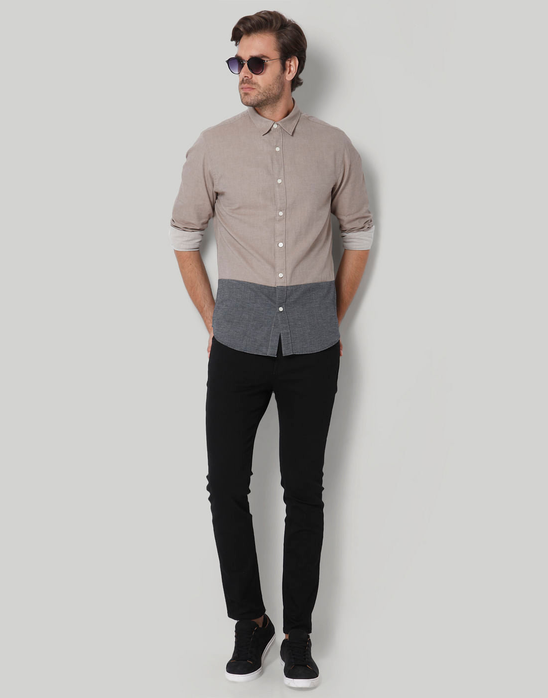 Grey Check Full Sleeves Shirt