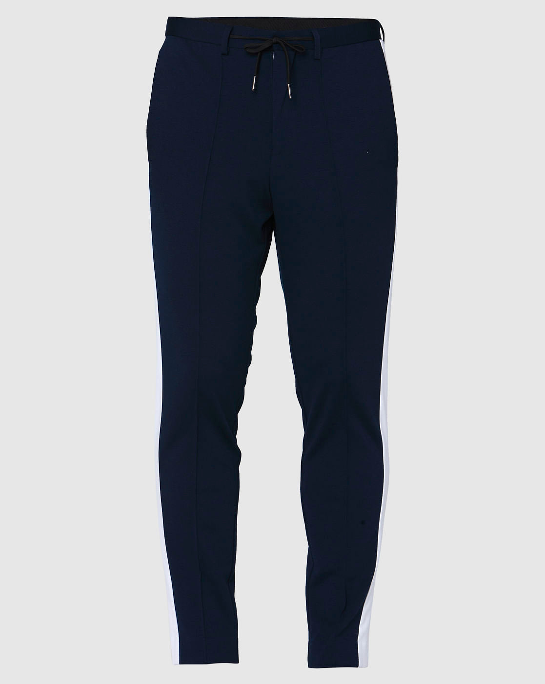Navy Blue Tape Detail Tapered Fit Trousers