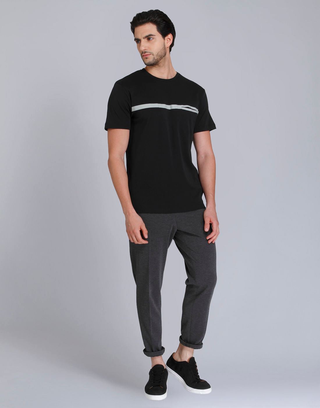 Black Striped Crew Neck T-Shirt