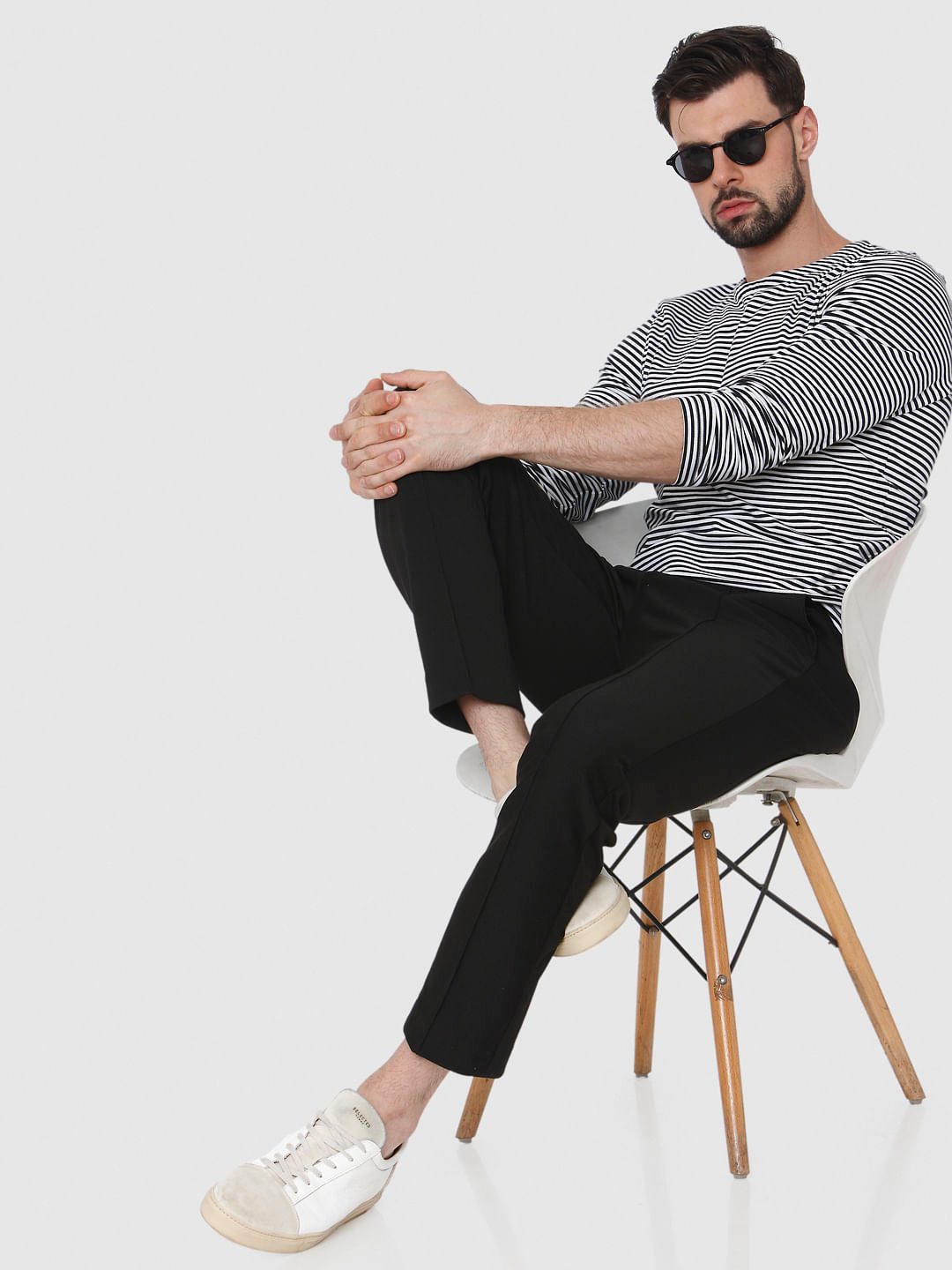 Black Striped Crew Neck T-Shirt
