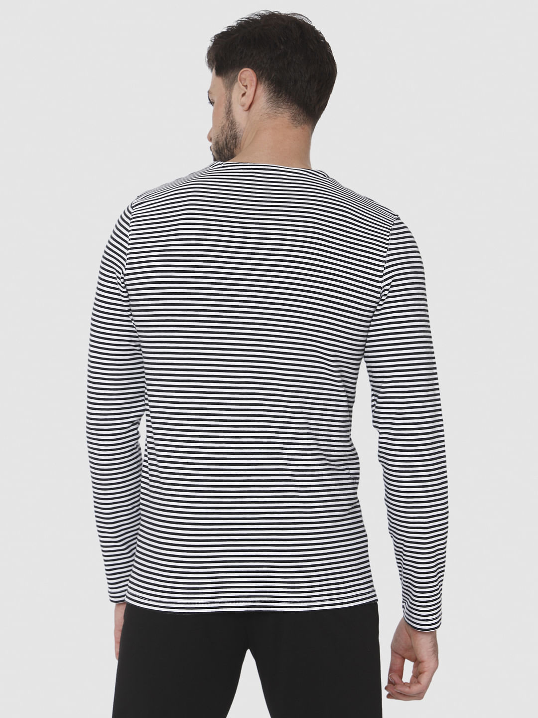 Black Striped Crew Neck T-Shirt