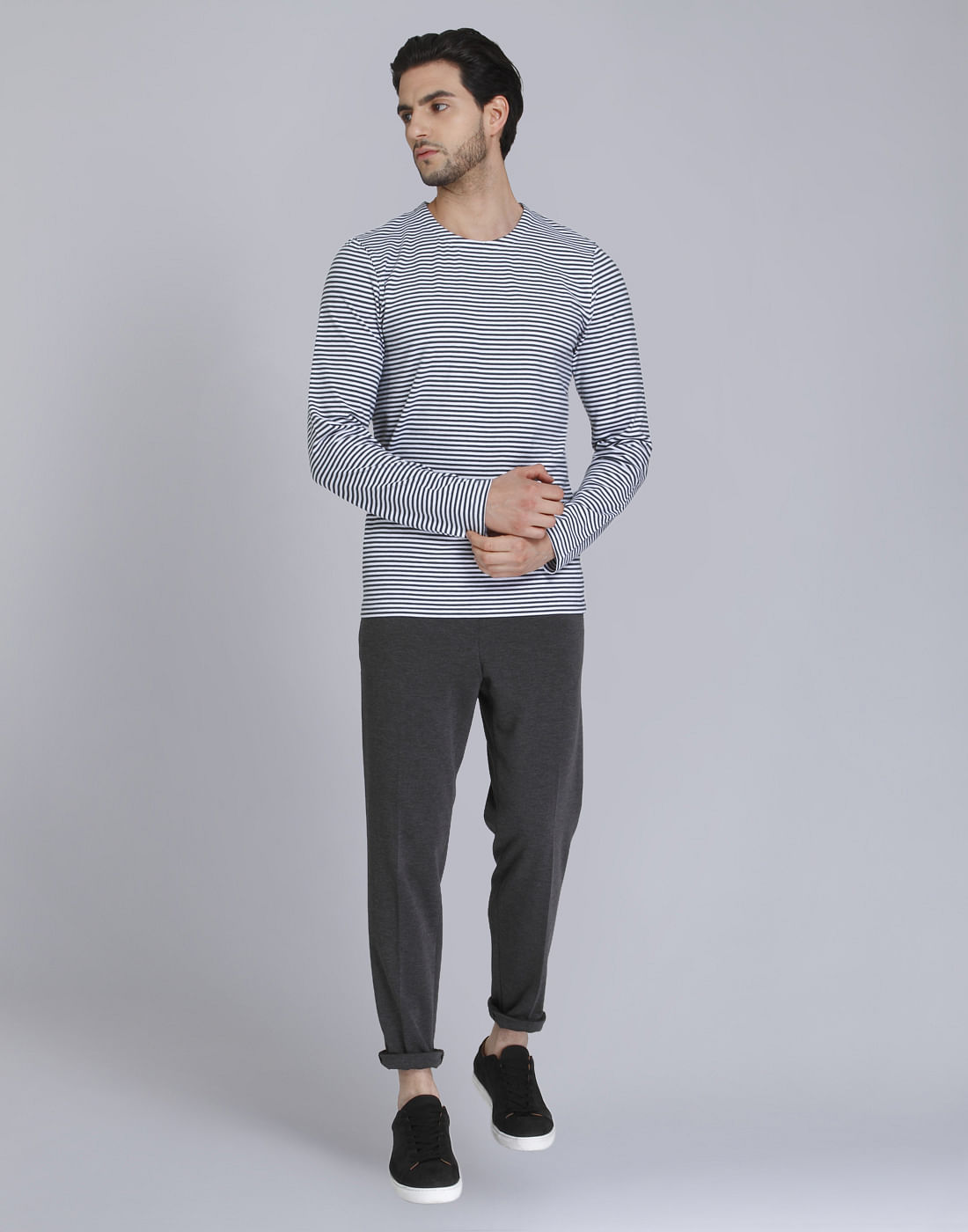 Blue Striped Crew Neck T-Shirt