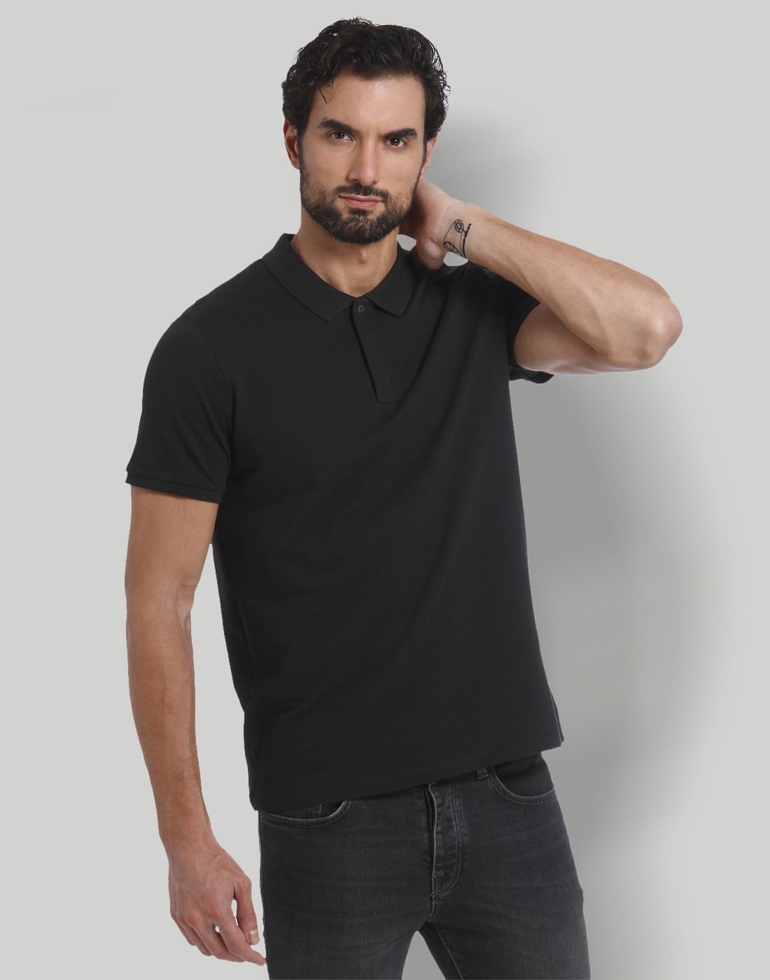 Black Polo Neck T-Shirt
