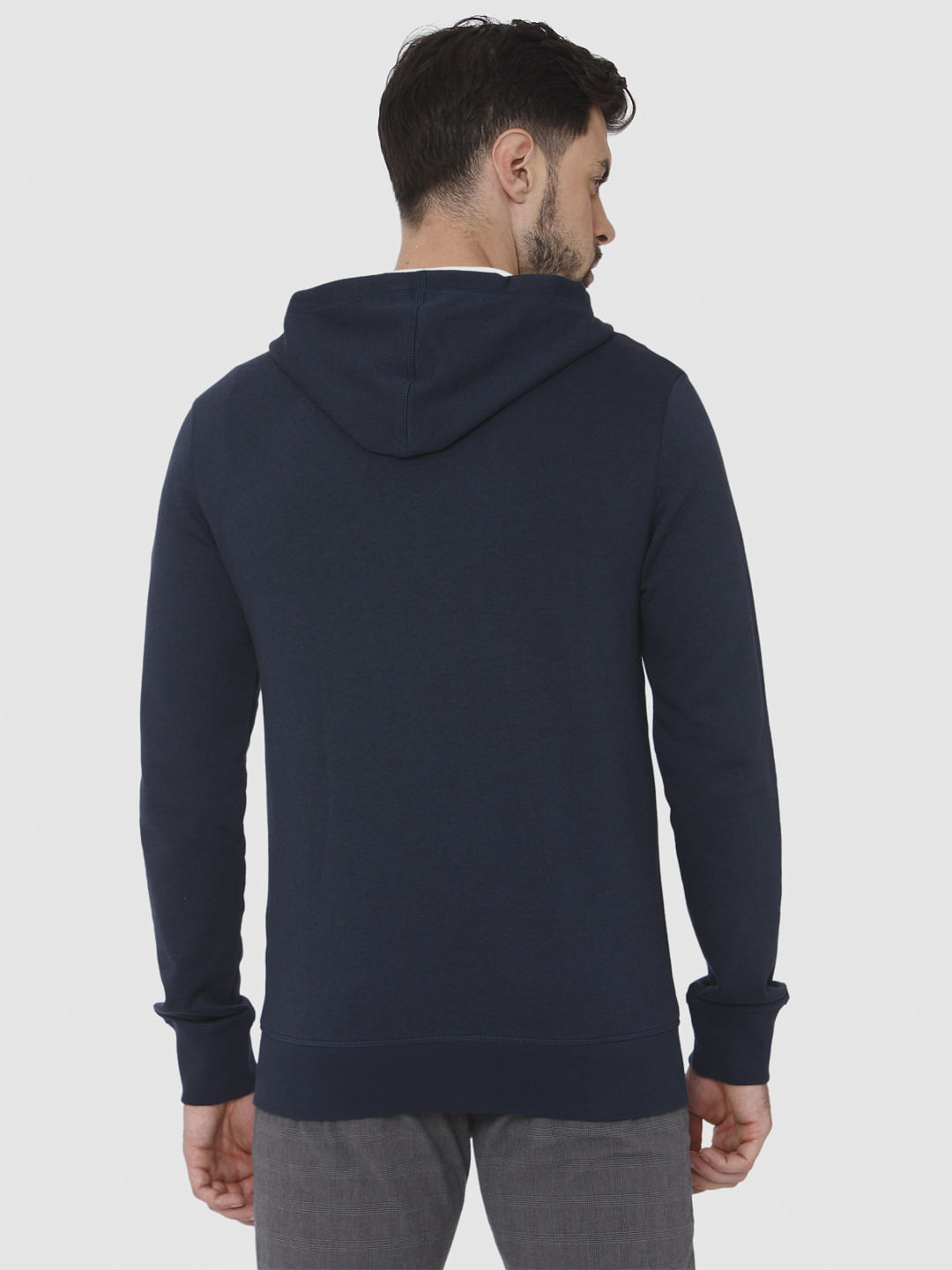 Navy Blue Hooded Sweat Jacket