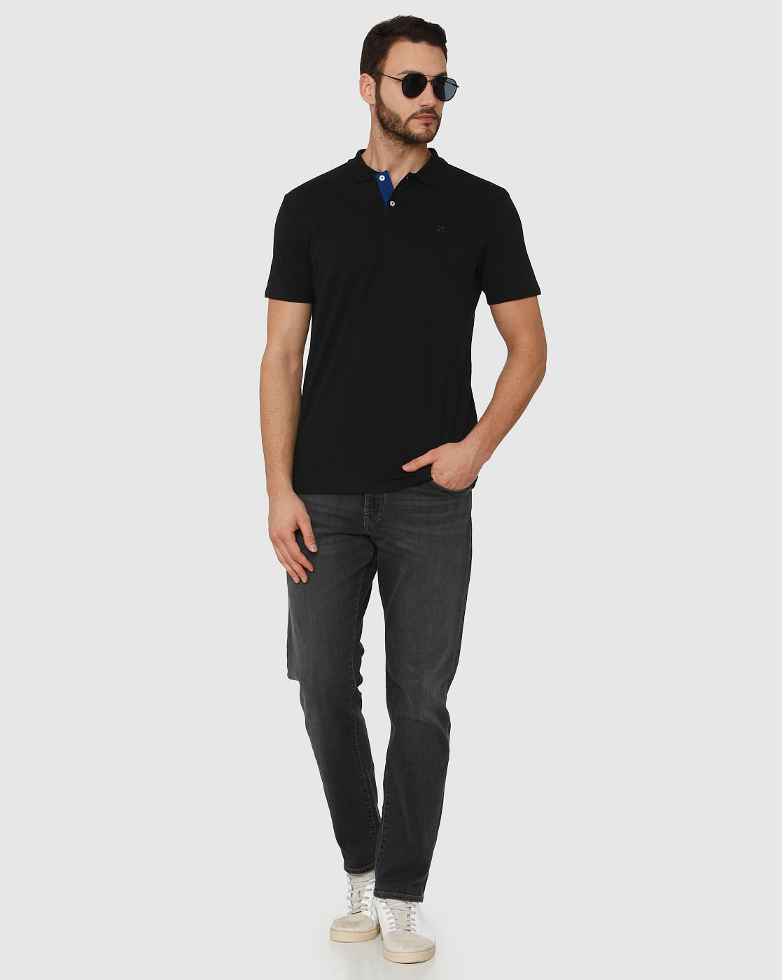 Grey Mid Rise Faded Scott Straight Fit Jeans