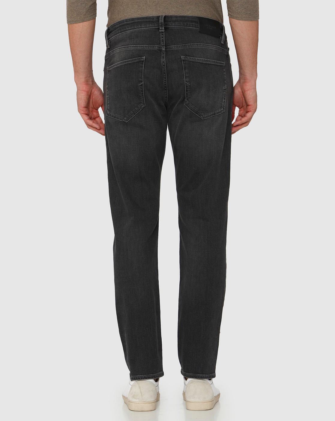 Grey Mid Rise Faded Scott Straight Fit Jeans