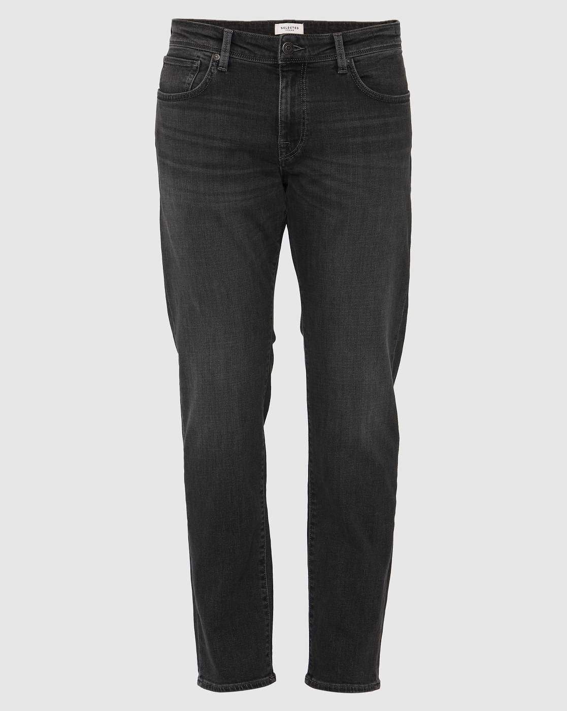 Grey Mid Rise Faded Scott Straight Fit Jeans