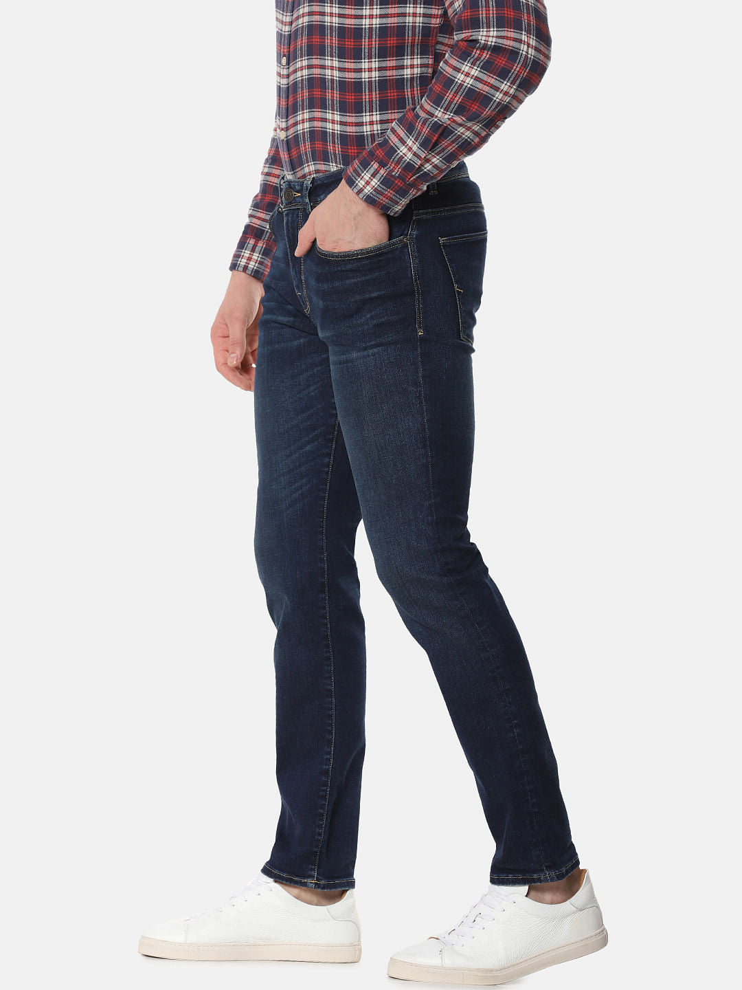 Blue Mid Rise Leon Slim Fit Jeans