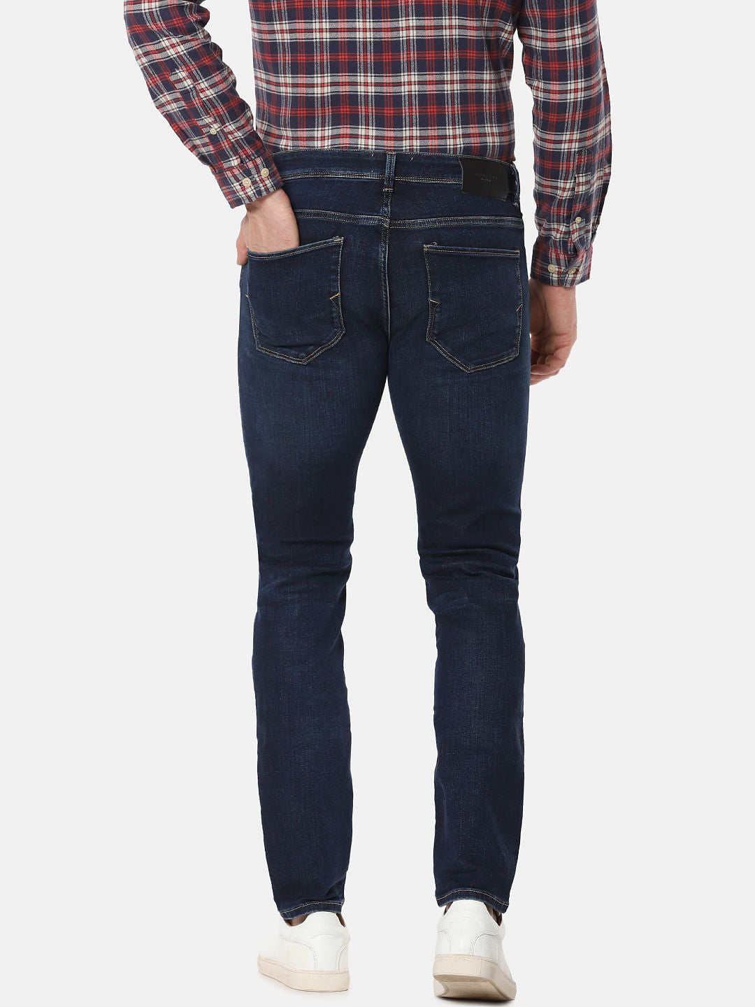 Blue Mid Rise Leon Slim Fit Jeans