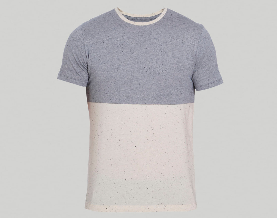 Blue Colourblocked Crew Neck T-Shirt