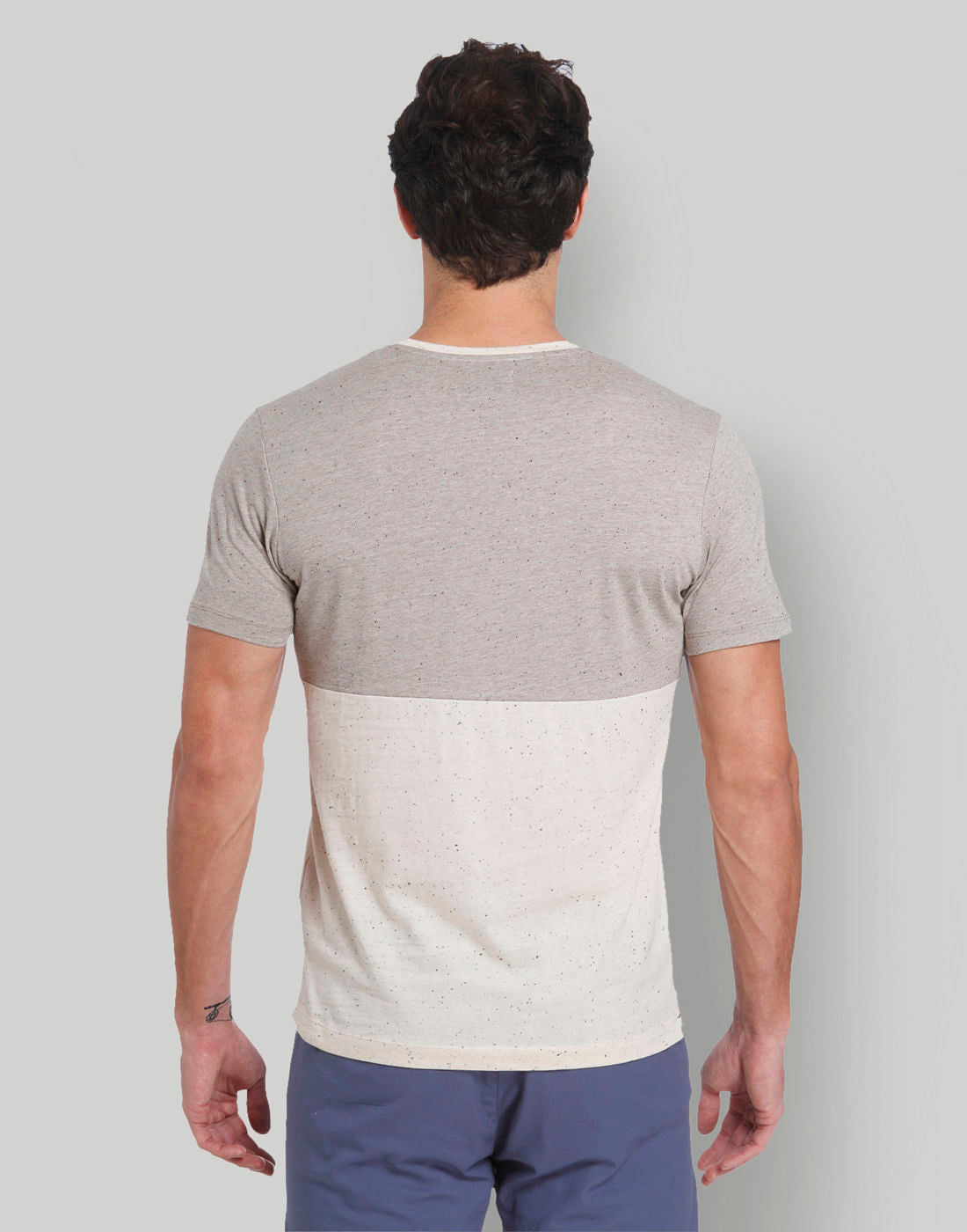 Grey Colourblocked Crew Neck T-Shirt