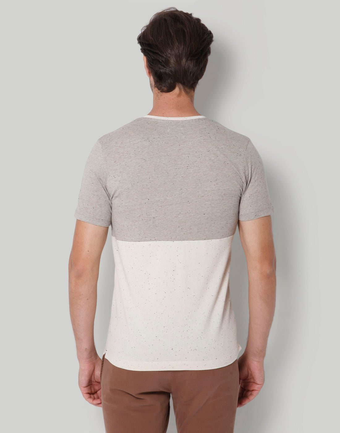 Grey Colourblocked Crew Neck T-Shirt