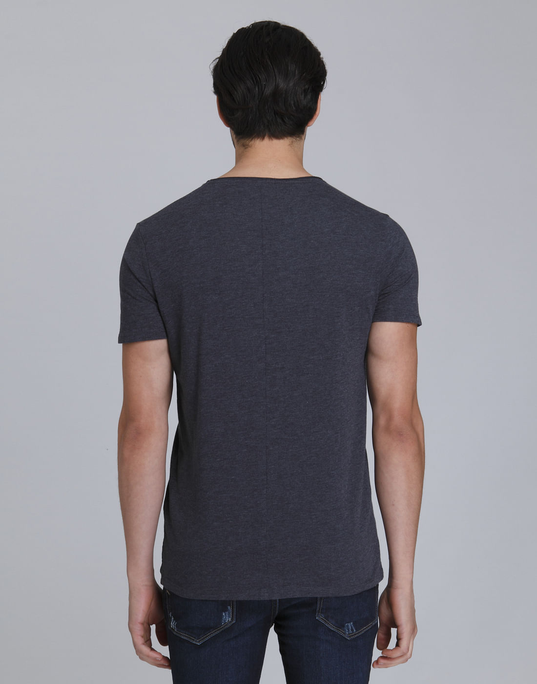 Blue Printed Crew Neck T-Shirt
