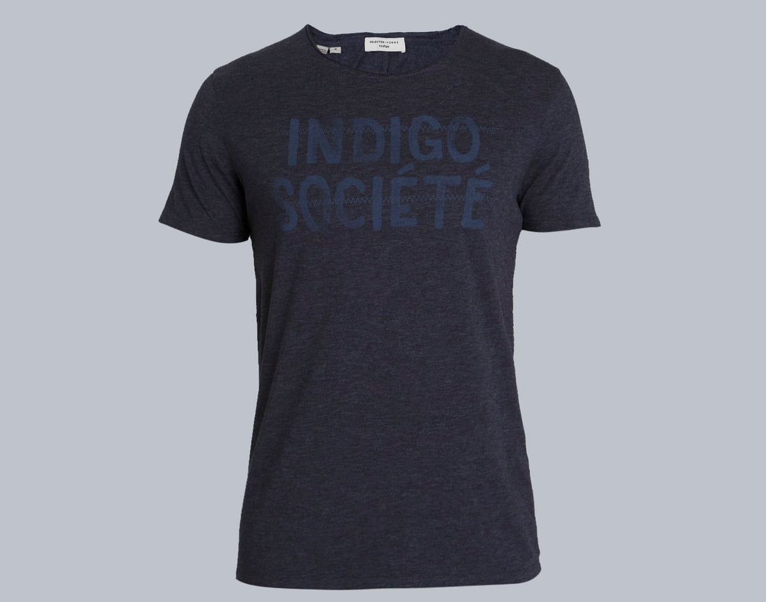 Blue Printed Crew Neck T-Shirt