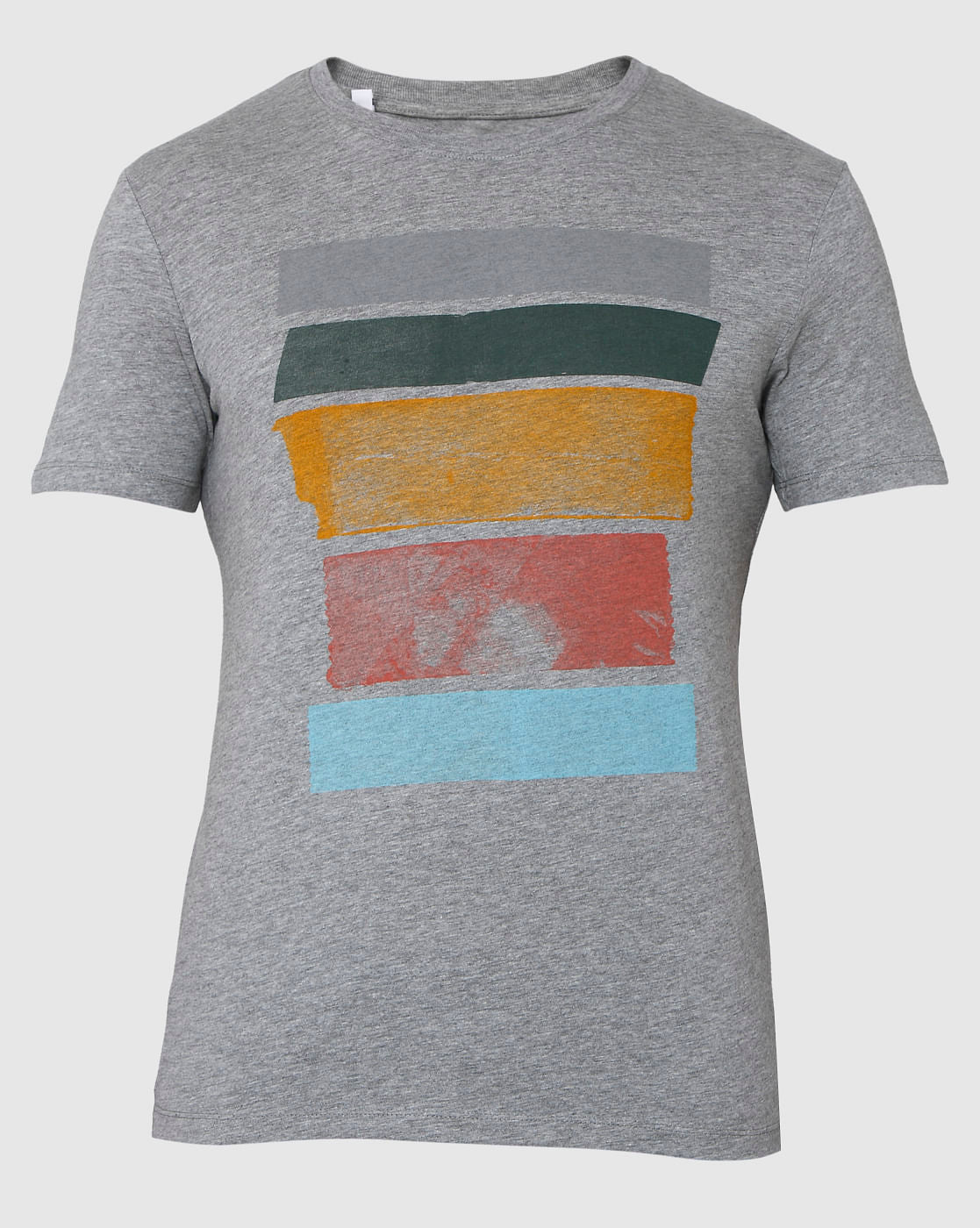 Grey Printed Crew Neck T-Shirt