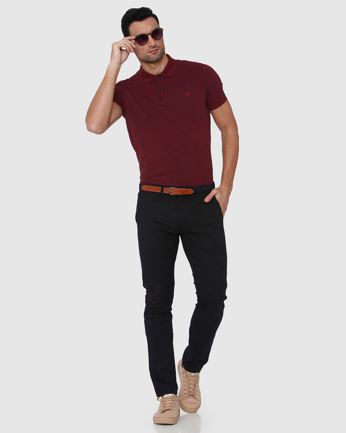 Red Polo Neck T-Shirt