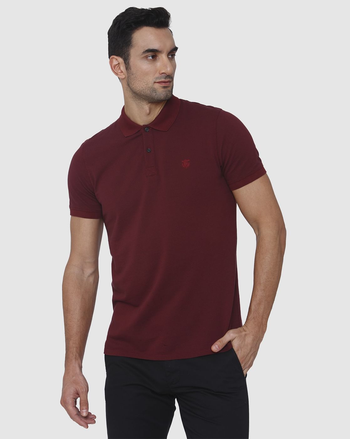 Burgundy Polo Neck T-Shirt