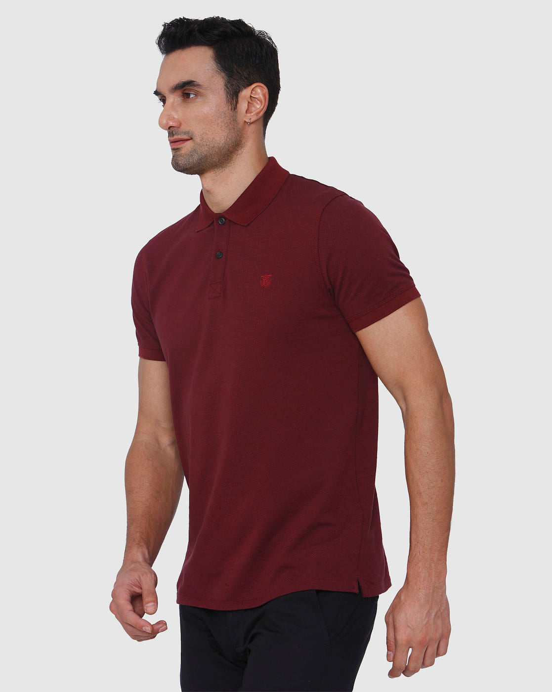 Burgundy Polo Neck T-Shirt