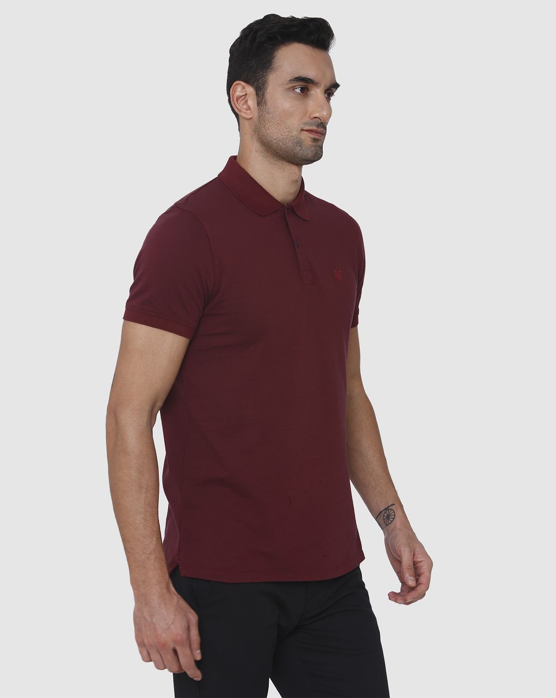 Burgundy Polo Neck T-Shirt