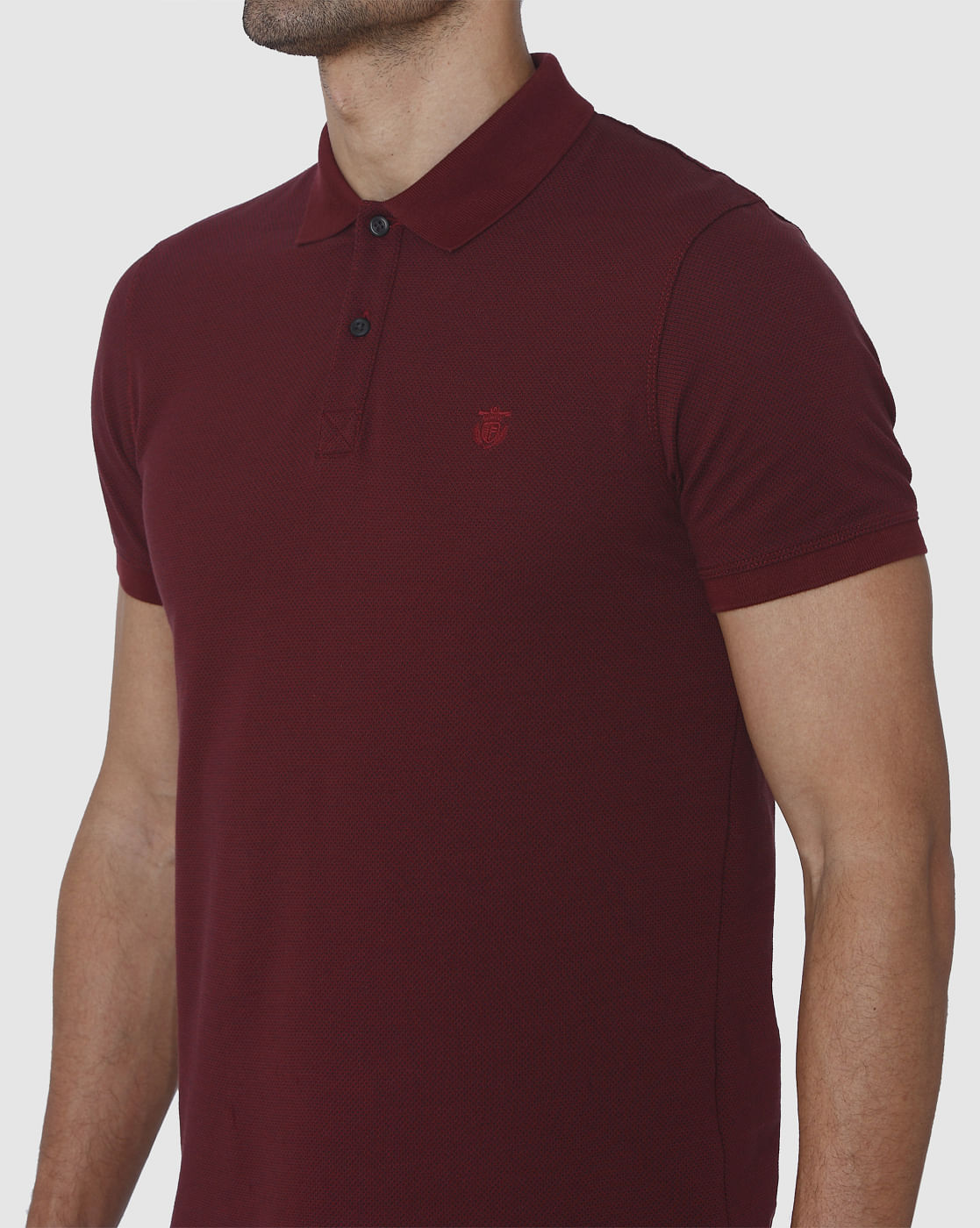 Burgundy Polo Neck T-Shirt