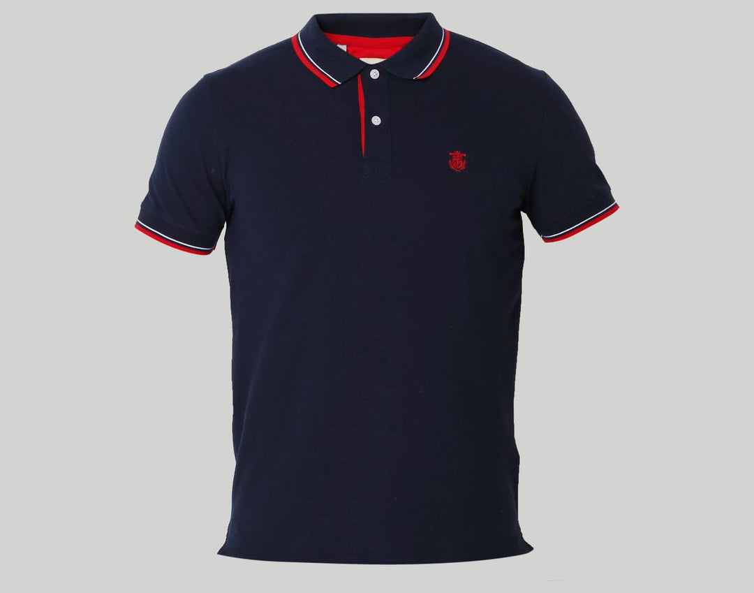Navy Blue Contrast Tipping Polo T-Shirt
