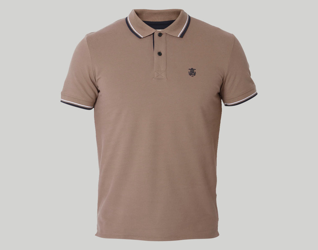 Brown Contrast Tipping Polo T-Shirt