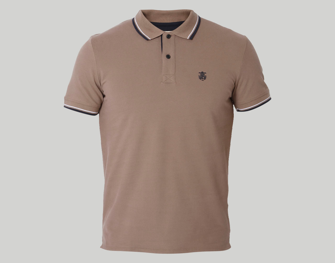 Brown Contrast Tipping Polo T-Shirt