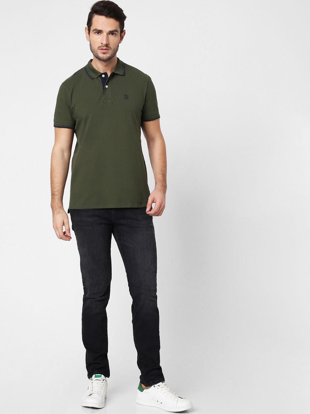 Olive Polo Neck T-Shirt