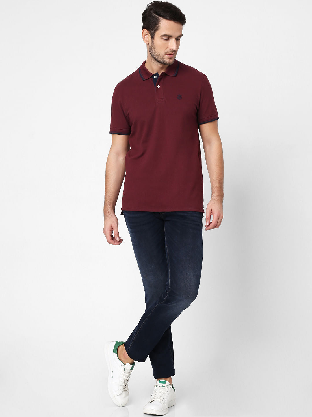 Burgundy Polo Neck T-Shirt