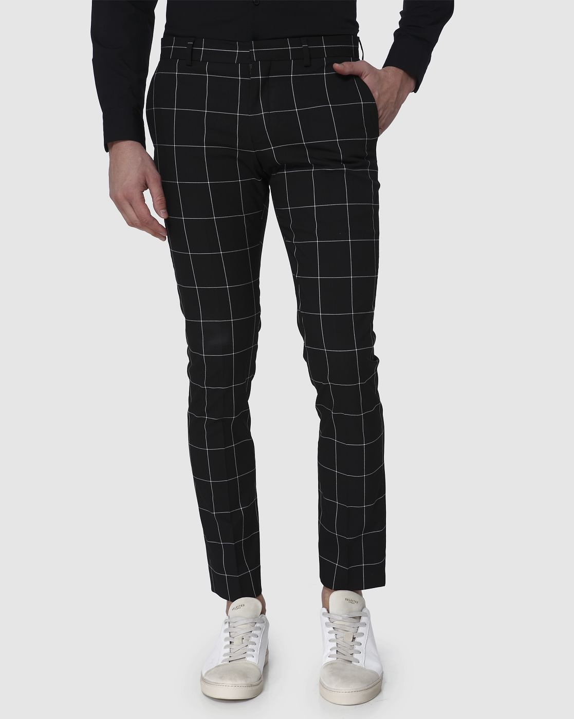 Black Check Formal Trousers