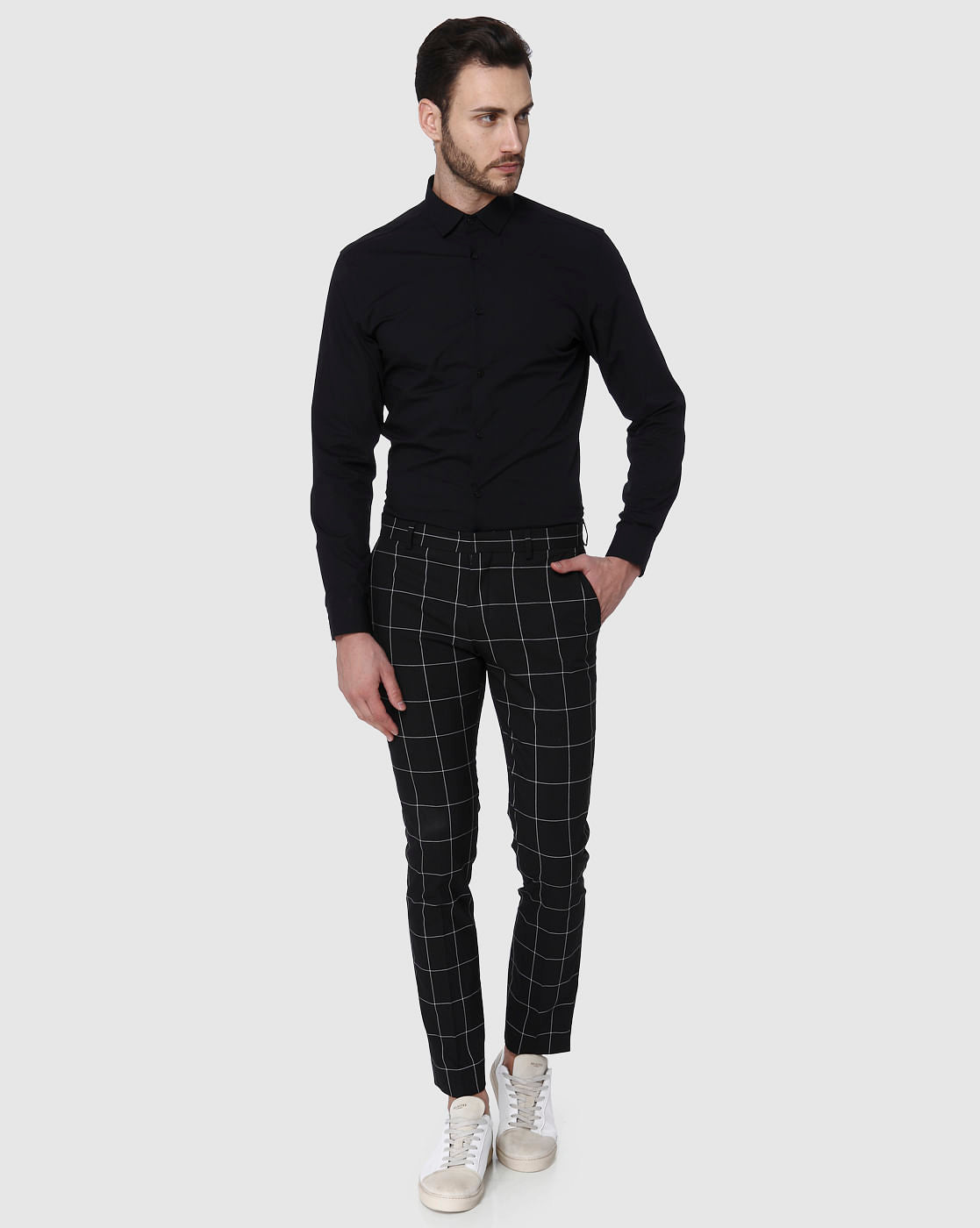 Black Check Formal Trousers