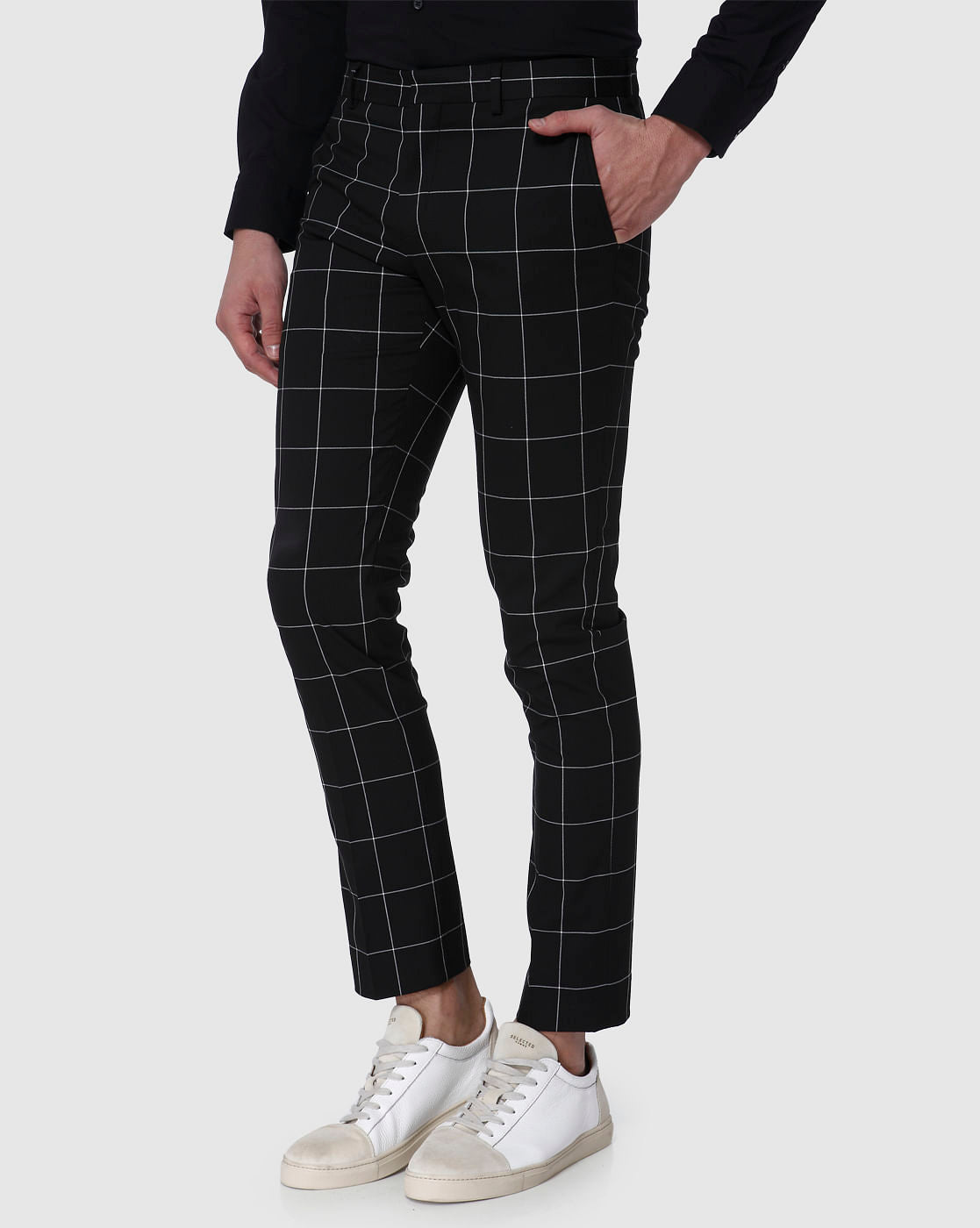 Black Check Formal Trousers