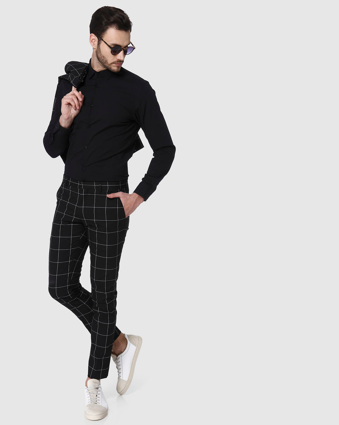 Black Check Formal Trousers